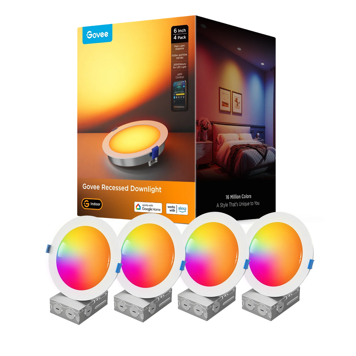 Govee 6-Inch Smart RGBWW Recessed Lights