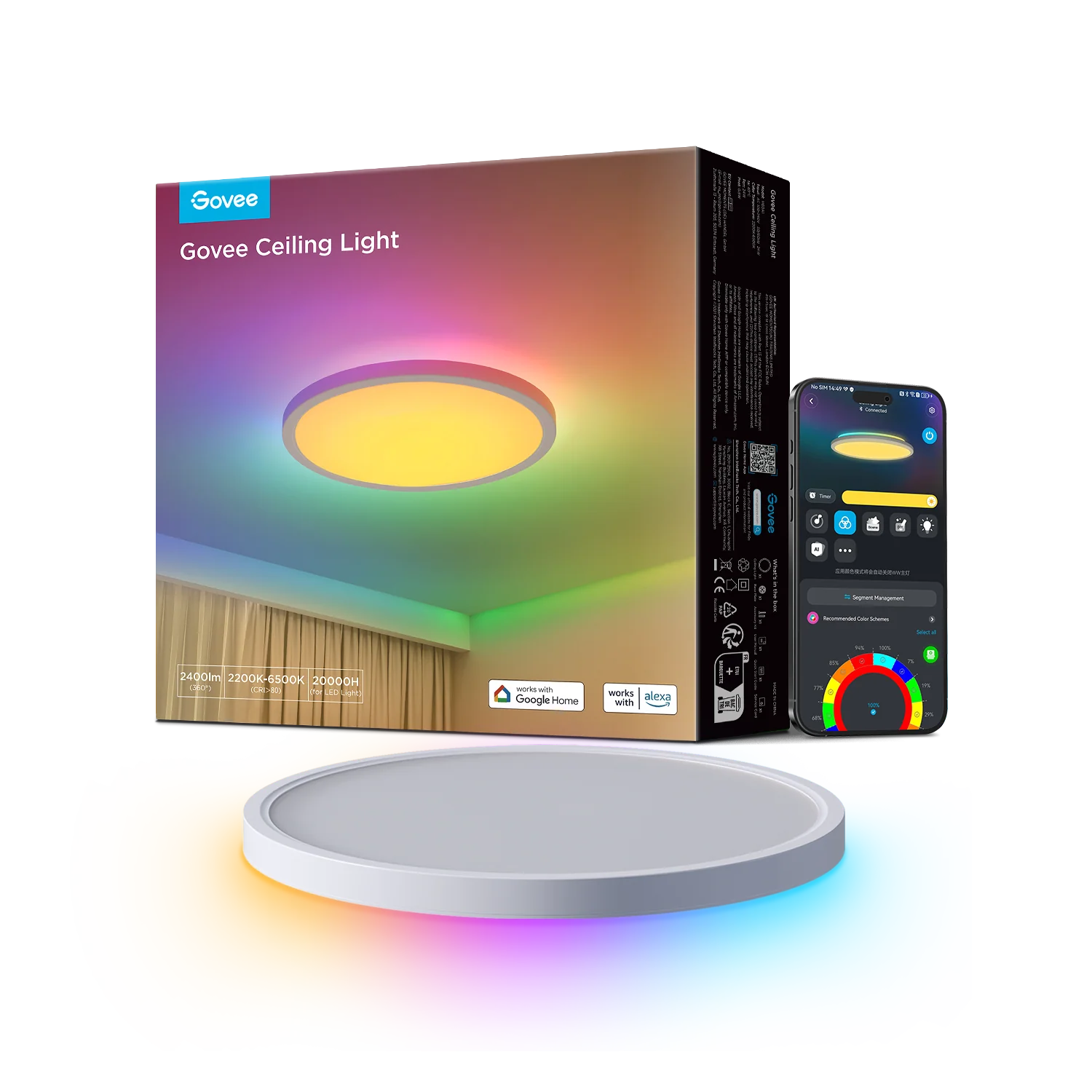 Govee 12-Inch RGBWW + RGBIC Smart Ceiling Light