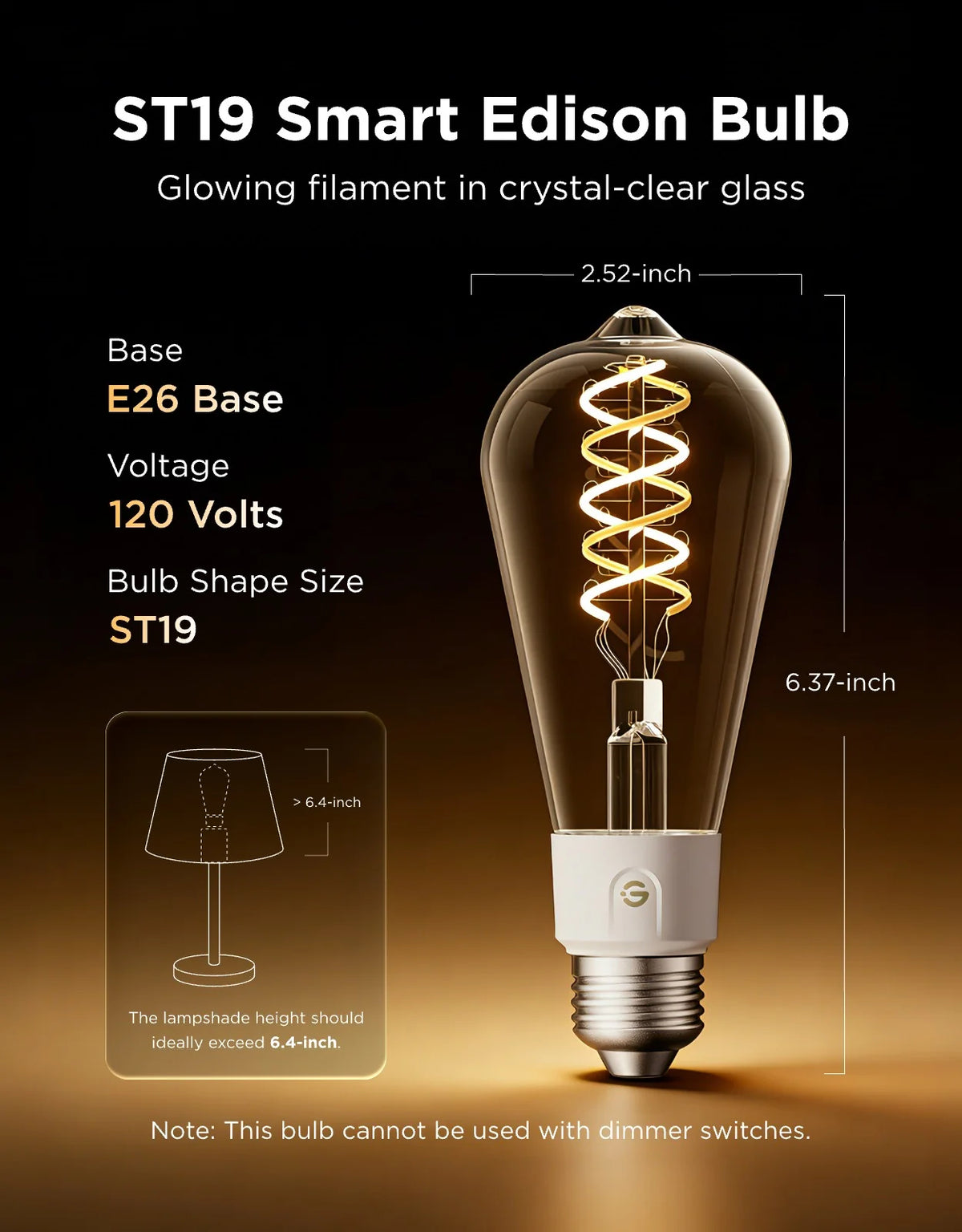 Govee ST19 Smart Edison Light Bulb E26 500lm