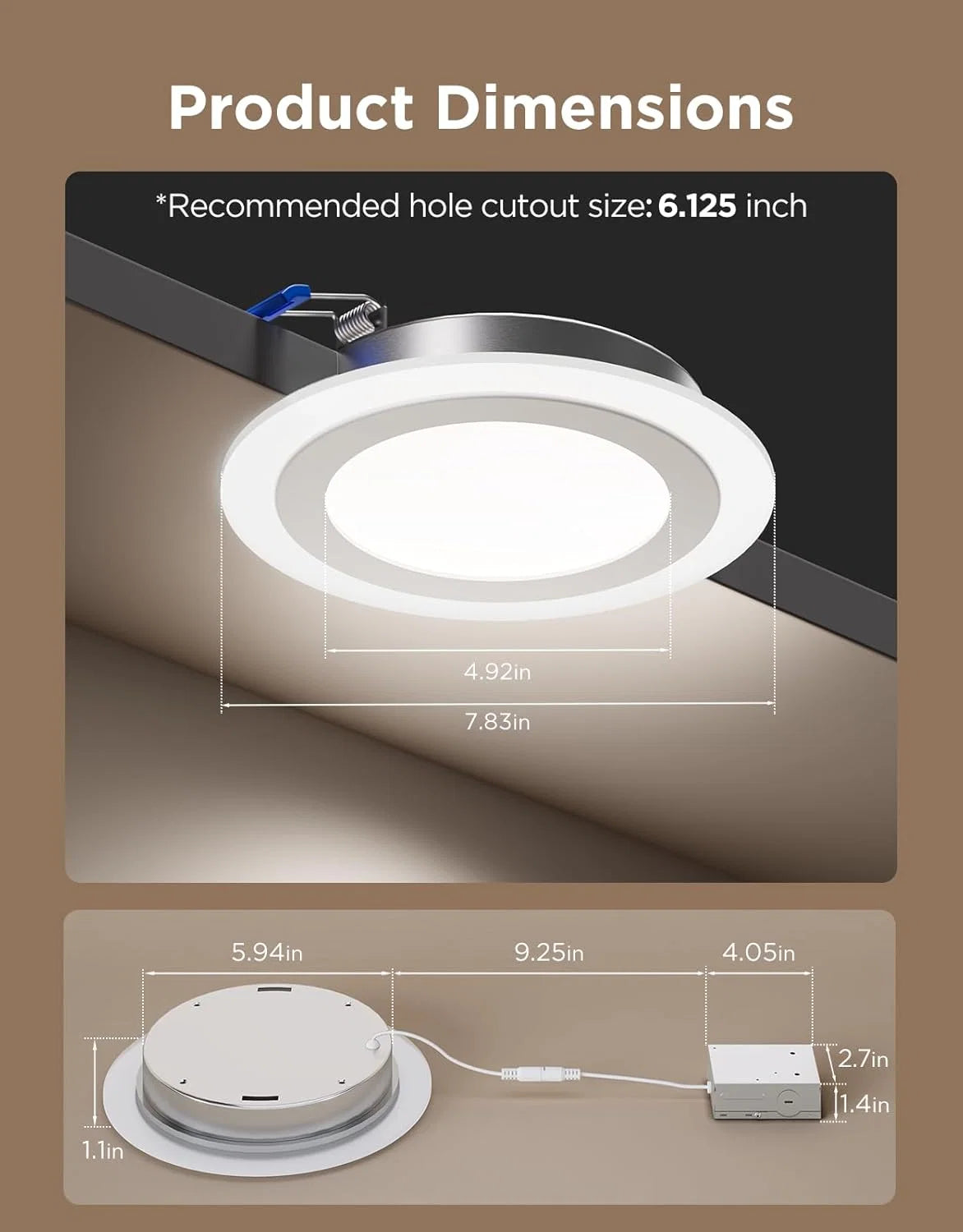 Refurbished Govee 4/6 Inch Smart Recessed Lights Pro with Night Light