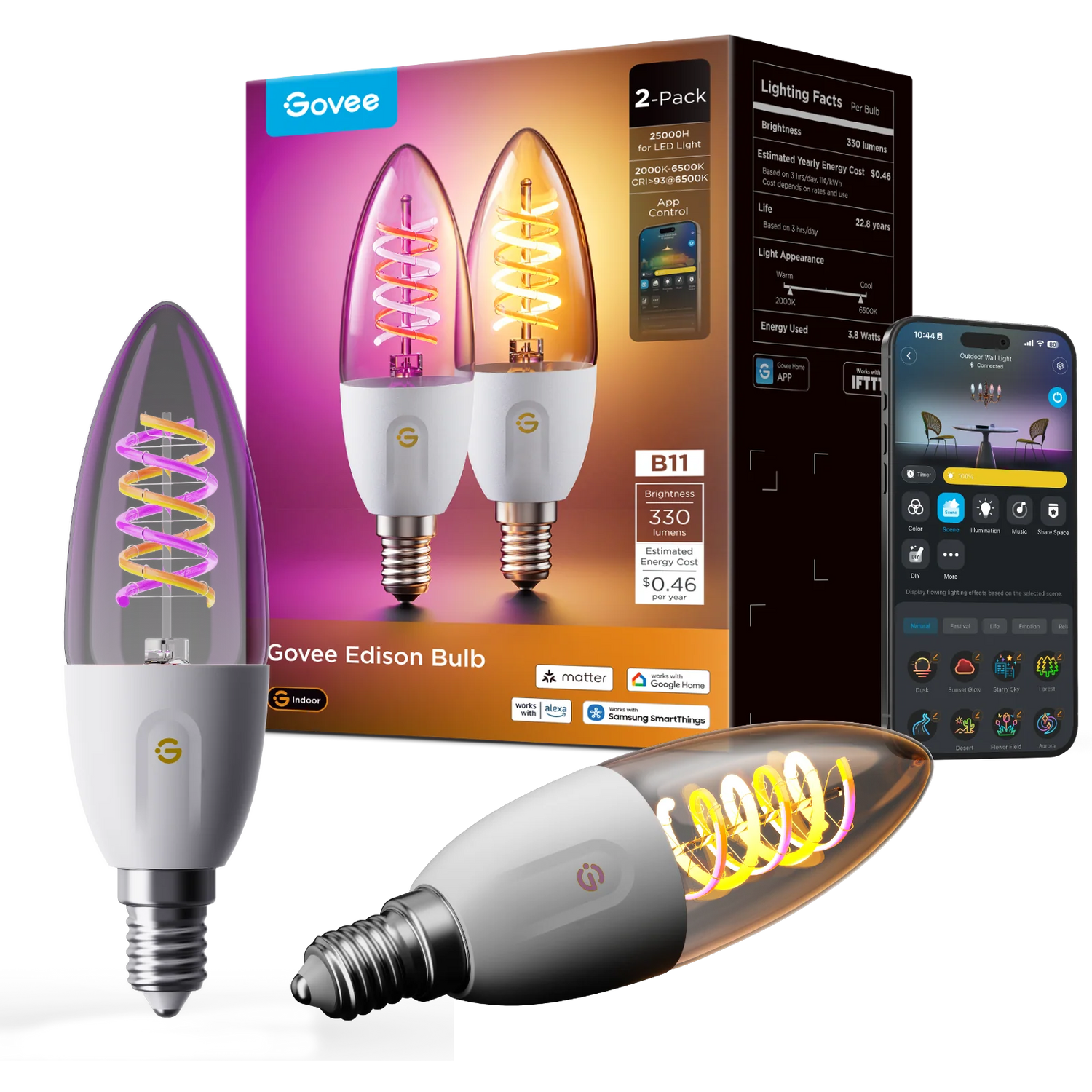 Govee E12 Smart Edison Candle Light Bulb 330lm