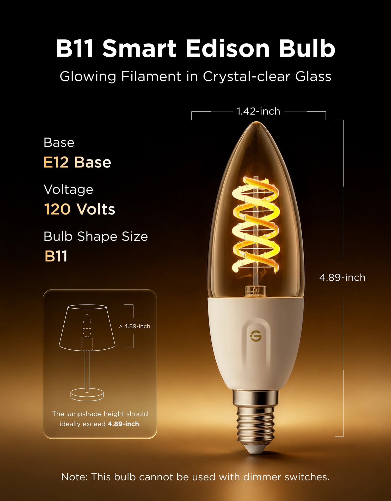 Govee E12 Smart Edison Candle Light Bulb 330lm
