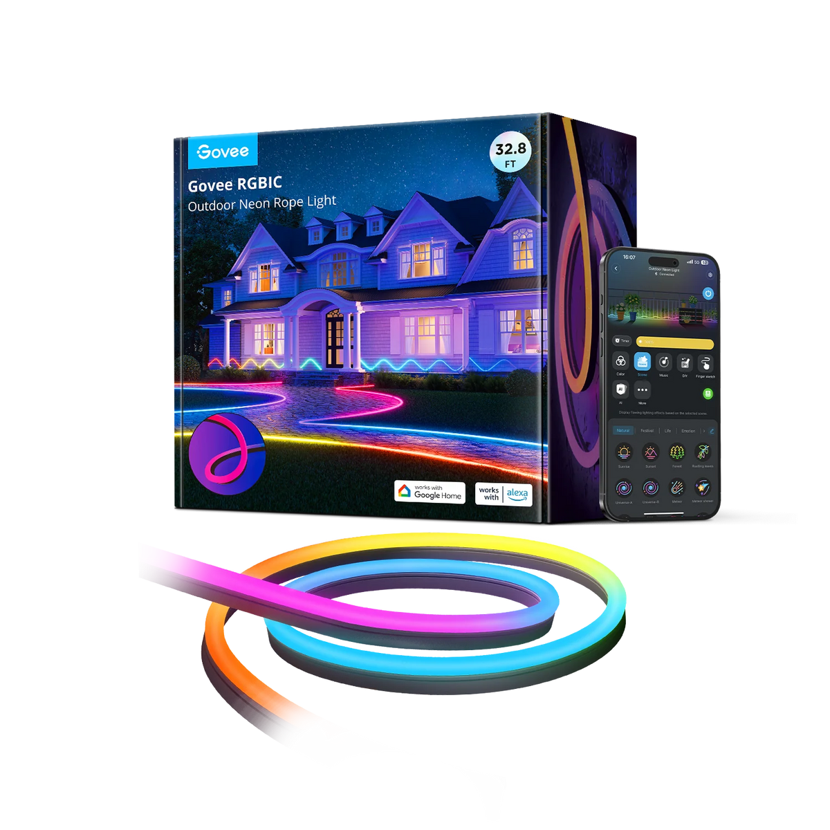 Refurbished Govee RGBIC Outdoor Neon Rope Light